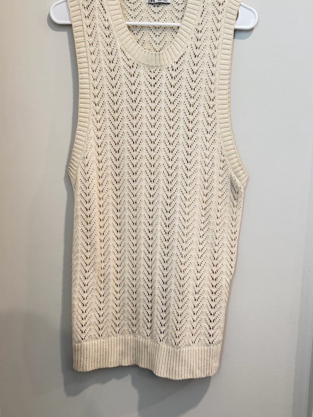 Zara Cream Openwork Knit Vest